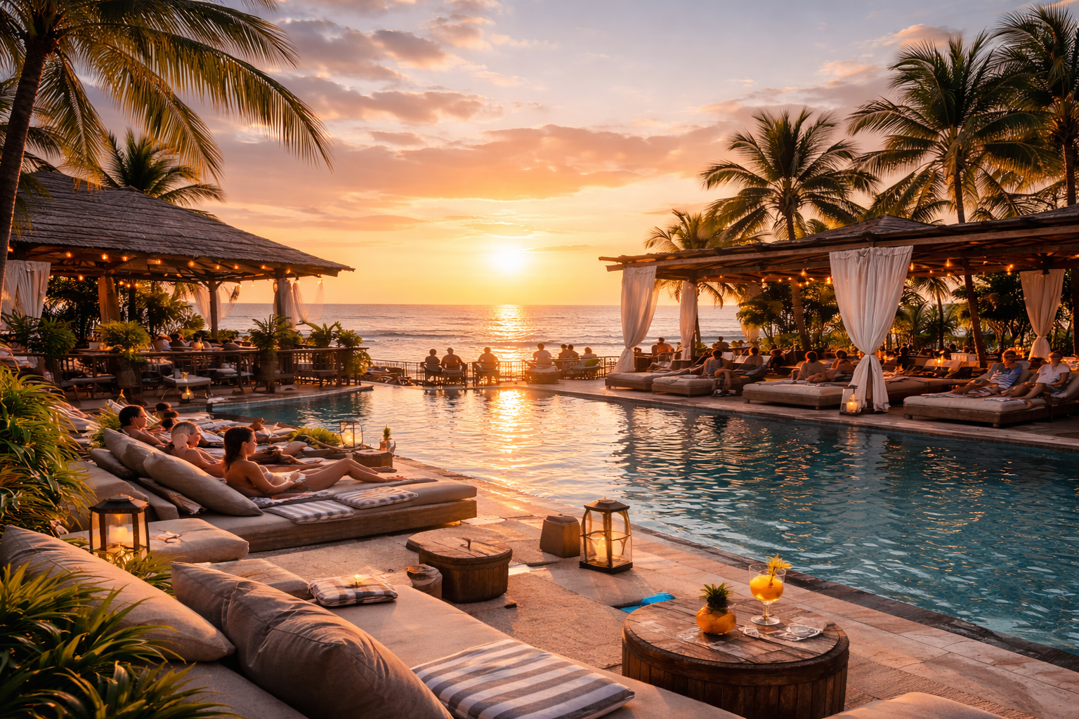 Lepaskan penat di beach club dengan view pantai terbaik. Nikmati suasana santai, sunset indah, fasilitas premium, dan pengalaman liburan yang menyegarkan.